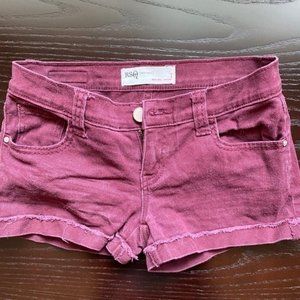 RSQ Burgundy Malibu Denim Shorts size 1 juniors - TWO FOR $15. Eligible